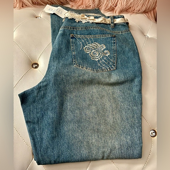 NEW Together by Spiegel Medium Wash Classic Fit Embroidered Jeans Size 16 RARE - Picture 11 of 15